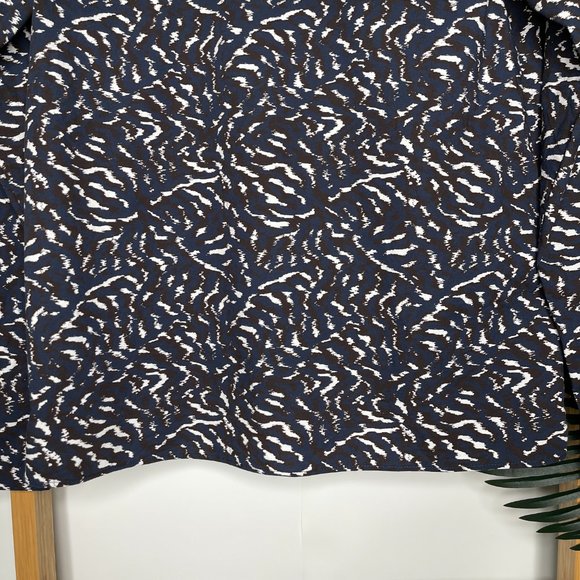 SOLD COS Blue Maroon Print Top Blouse Size 34 6 Cotton Frill Ruffle Long Sleeve - Picture 4 of 9